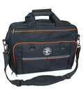 Tradesman Pro Tech Tool Bag With Laptop Pocket And 22 Pockets, Durable Black And Orange Organizer for Tools, Cables, Adapters
