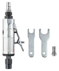 Super Smooth Pneumatic Air Die Grinder 23000 RPM with wrenches and collet, aluminum body, designed for metal finishing tasks.