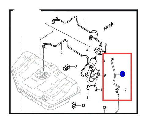 Premium Fuel Feed Line And Filter Kit For Buick Excelle 1.8L Smooth Silicone Build No Leaks Heat Resistant Fitment Replaces 96553795 Clamps Included. Diagram view of fuel line and filter with clamps