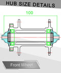 Technical diagram of front wheel hub size details, All Terrain Mountain Bike Wheelset with Carbon Hub for 26 27.5 and 29 Inches