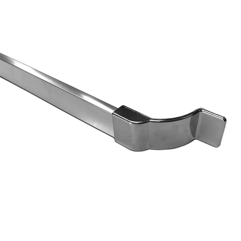 Knockout Bright Chrome Towel Bar With Heavy Duty Mounting Brackets For Framed Sliding Shower Doors and Bathtub Enclosures close-up view.
