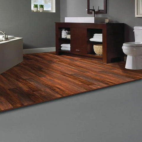 Premium Underlayment For Luxury Vinyl Laminate And Hardwood Floors Beat The Noise Sound Pad 100 Square Foot Roll used in modern bathroom with wood floor.