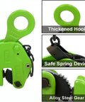 Heavy Duty Vertical Plate Clamp 5 Ton 11000 Lbs Beefy Alloy Steel Sheet Lifter with thickened hook for secure lifting.