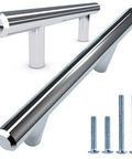Premium Solid Stainless Steel Euro Style Bar Pulls 25 Pack, 3.75 Inch Hole Center, polished chrome finish with screws