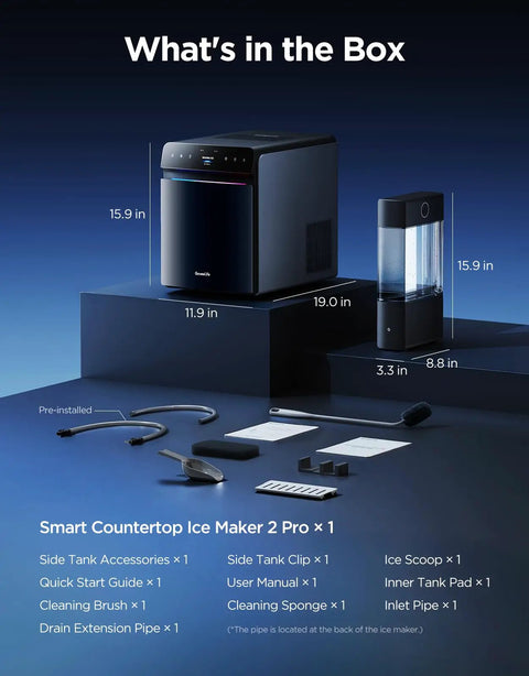 Real Talk Smart Countertop Ice Maker Cranks Out Fresh Ice In Three Minutes Great For Game Day Parties And Home Bars A Serious Kitchen Badass Everyone Needs with accessories displayed.