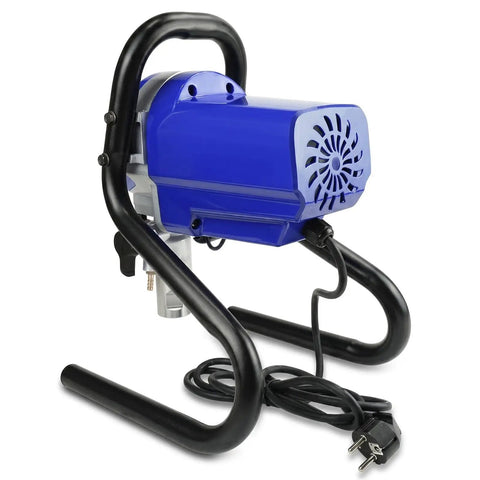 Portable 1800 Watt Airless Paint Sprayer Delivers 2175 Psi High Pressure For Smooth Atomization, blue body with black handles.