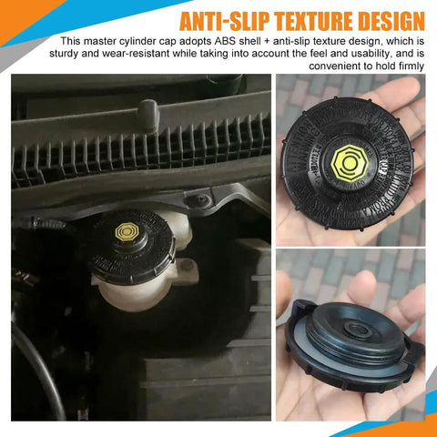 Brake Master Cylinder Cap Replacement For Honda Accord Hybrid shown in different angles with anti-slip texture design