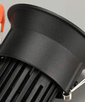 iumLeap Recessed Lighting Housing Trim Kits Balcony Downlight detail showing black housing with ventilation slits for warm white 3000K light.