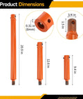 Beefy Heavy Duty Auger Extension Drill Bit Set Three Quarter Inch Thickened Steel Post Hole Digger Extensions 9.4, 12.6, 20.9 Inches