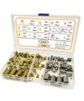 Heavy Duty 124-Piece 304 Stainless Steel Threaded Insert Kit With Cutting Slots in open box showing M2-M6 sizes for repairs