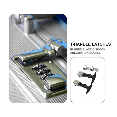 Beefy Heavy Duty Rubber Latch Set With Stainless Steel T Handle Draw Latches for automotive use, shown on a toolbox hasp.