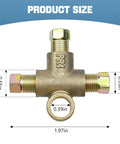 Three Way T Shape Brass Brake Tee With M10 x 1.0 Male Nuts And Short Unions For Connecting Three Sixteenth Inch Brake Line Pipes Brakeline Tee Fitting Inverted Female Tee Elbow Connector Replacement, product size view
