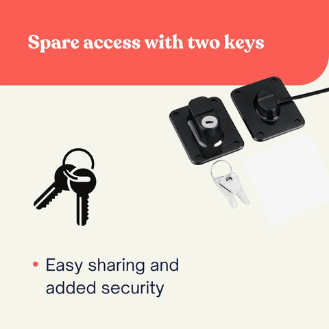 Sliding Barn Door Lock With Exterior Keyed Lock For Indoor And Outdoor Use, Privacy Protection For Doors And Gates shown with keys.