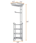 Freestanding Toilet Paper Holder With Shelf For Bathroom Storage Holds Phone Wipes And Mega Rolls In Shiny Chrome 24 inches tall