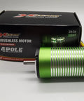 4500KV Brushless RC Motor 2000W 164A 12V 4 Pole Design for cars and boats, shown in a green metal casing with packaging.