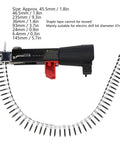 Universal Chain Feed Screw Gun Hooks To Electric Drill Accelerating Drywall And Gypsum Board Work Adjustable Depth Dial showing screw feeder tool with screws.
