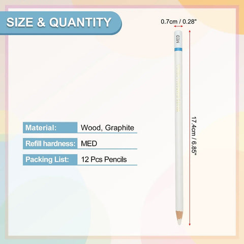 Dope Med Graphite Sketching Pencils 12 Pack For Drawing And Art Pre Sharpened Wood Round Pencils With White Blue Barrel