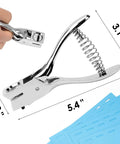 One Slot Badge Punch For ID Cards, Grab And Go Handy Metal Slot Puncher With 15mm By 3mm Hole, spring loaded, chrome finish, dimensions shown