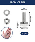 Heavy Duty 10 Pack M8 X 25mm Stainless Steel T Slot Bolts for Roof Rack Cross Bars with dimensions shown