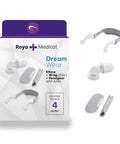 All In One Accessory Kit For Nasal And Pillow Masks With Elbow Head Strap And Soft Wraps One Size Fits All For A Quieter, Cozier Sleep Experience All Night, packaging with elbow, wraps, and headgear