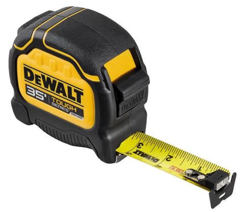 ToughSeries 35 Ft Tape Measure With Magnetic Hook Double Sided Readout Ultra Durable Housing in black and yellow design