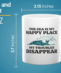 Morning Brew Sailor Coffee Mug 11oz White For Boaters And Sailors With Funny Lake Vibes Gift For The Captain In Your Life Ideal Gift For Sailor Lovers And Boat Crew with 'The Sea Is My Happy Place' text
