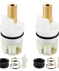 Leak Free Delta Two Handle Faucet Repair Kit With Stem Assembly Replacement Pack Includes Cartridges RP24096 Seats RP4993 Springs And One Quarter Turn Stops 2 Pack shown with components