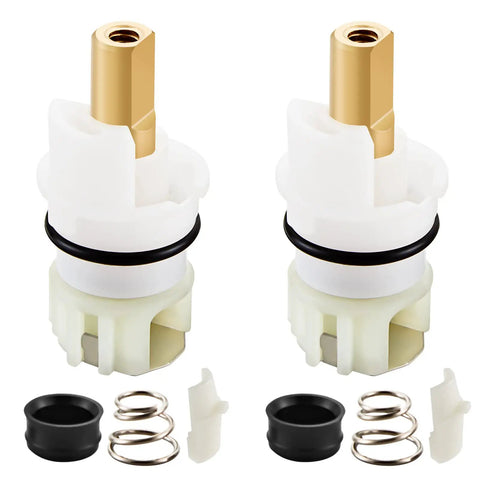 Leak Free Delta Two Handle Faucet Repair Kit With Stem Assembly Replacement Pack Includes Cartridges RP24096 Seats RP4993 Springs And One Quarter Turn Stops 2 Pack shown with components