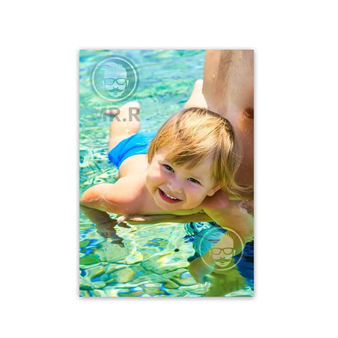 Sublimation Aluminum Blanks 8x12 Inches Matte White Sheets with printed image of child swimming