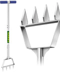 Semi Assembled Lawn Aerator With Four Steel Spikes Non Clogging Design Ergonomic Handle Reinforced Welding For Loosening Compacted Soil