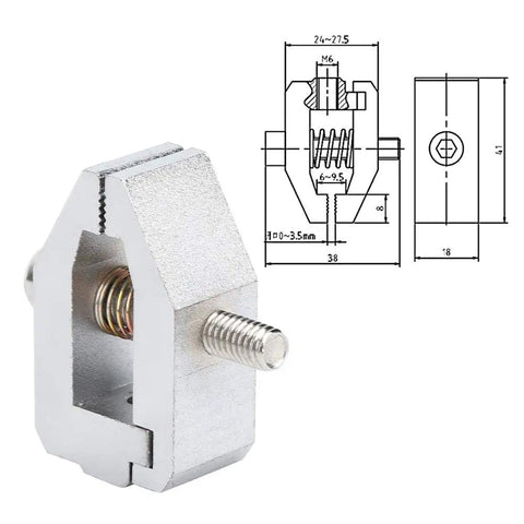 Stainless Steel Push Pull Force Fixture For Tensile Testing 500N Capacity 3.5mm Opening, side view with dimensions