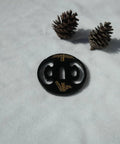Samurai Sword Koshirae Tsuba Iron Carved 001-026 TDH 026 hand guard on snow with pine cones