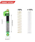 Beefed Up Aluminum Oil Filled RC Shocks for Axial AX24 XC1 4WS 1 24 Scale showing green shock with extra springs