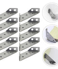 Ten Pack Stainless Steel Trapezoid Angle Brackets For Furniture Shelves And Cabinets With Screws, Heavy Duty Flush Mount Corner Connectors