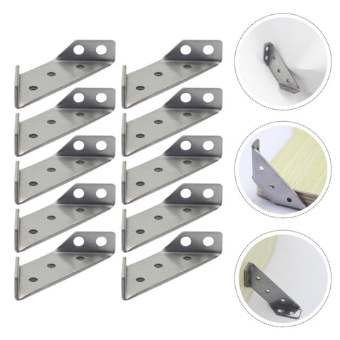 Heavy Duty Corner Braces Pack Of 10 Trapezoid Stainless Steel Angle Brackets with Pre Drilled Countersunk Holes