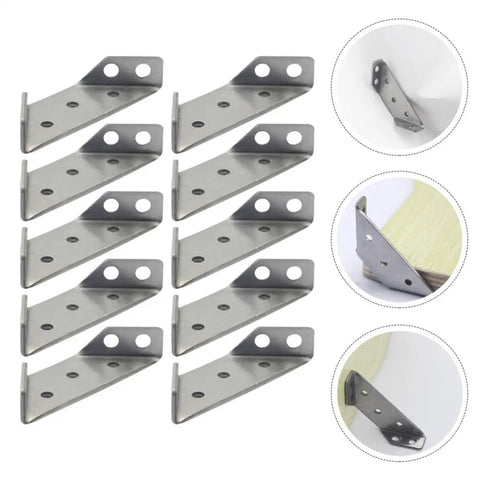 Heavy Duty Stainless Steel Trapezoid Shelf Corner Brackets 10 Pack Pro Grade Anti Rust Fasteners with Fixed Non Slip Design
