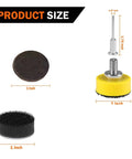 Check Out This Awesome 1 Inch Sanding Discs Kit with Pad Set For Rotary Tool Featuring Peel Switch Backing Plus Dust Venting Holes And Uniform Scratch Finish For Super Clean Work In Just Seconds showing product size and components.
