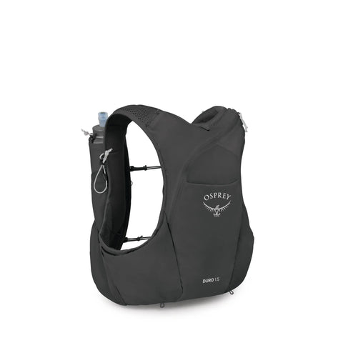 Back view of Duro 1.5L Mens Running Hydration Vest With Hydraulics Soft Flasks Breathable Mesh No Bounce Fit Wing Stay Stabilizers