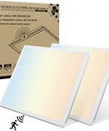 2x2 LED Flat Panel Light With Motion Sensor 20 35W Adjustable 3000K 5000K for office use, shown with packaging and motion sensor