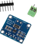 4 Pack I2C Bi Directional DC Current Power Sensor Breakout Module For Arduino And Raspberry Pi High Precision Current And Power Monitor 3 To 5V Compatible SOT23 Footprint Easy Plug And Play showing blue PCB with pins and terminal block.