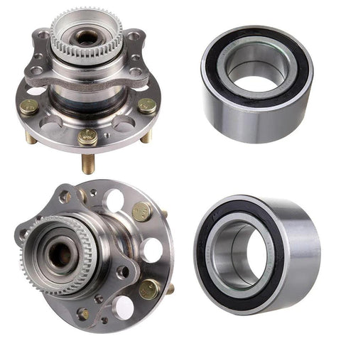 4 Pack Front And Rear Wheel Hub Assembly With Wheel Bearing Replacement Non ABS 5 Lug Fits Hyundai Elantra 2011 2016 Veloster 2012 2016 Kia Forte Forte Koup 2014 2016 Forte5 2014 2016, showing metal components and bearings.