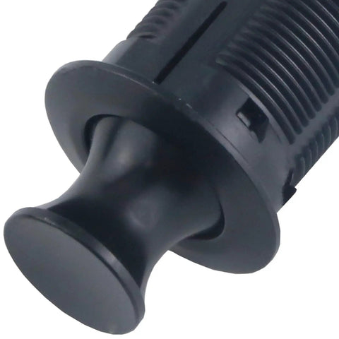 Close-up of a black zinc alloy keyless cupboard drawer push button latch flush mount lock, 22mm hole design.