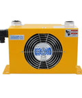 Beefy Hydraulic Air Cooler With Sixty Liters Per Minute Flow Low Noise Plate Heat Exchanger For Hydraulic Oil Cooling One Point Eight Kilowatt Cooling Capacity Twelve Volt Operation Built For Heavy Duty Applications, front view