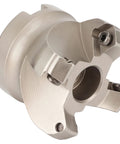 Face mill CNC milling cutter, four-flute silver metal body with SEKT1204 insert clamp and central bore