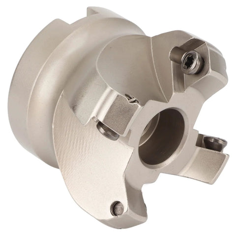 Face mill CNC milling cutter, four-flute silver metal body with SEKT1204 insert clamp and central bore
