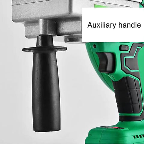 XIVUIFOI Automatic Electric Wire Threader Machine With 550Nm Torque showing auxiliary handle for better grip and control.