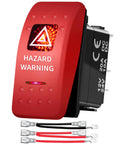 LED Hazard Warning Rocker Switch 5 Pin SPST 12V On Off Emergency Stop Switch With Red Cover Waterproof Toggle For Automotive