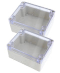 Sturdy White Plastic Junction Box With Clear Dustproof Cover For Electrical Project Setups shown from above with transparent lid.