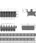Technical blueprint of 15 Piece Speaker Spring Terminal Clips 12 Way Push Release Connectors For Audio Wiring Terminal Strip Block DIY Speaker Build Kit Quick Clamp Jack Sockets For Secure Audio Connections
