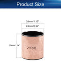 6 Piece Heavy Duty Bronze Sintered Sleeve Bearings 25mm Bore 28mm OD 30mm Length Oilless Bushings For Machines showcasing size dimensions.